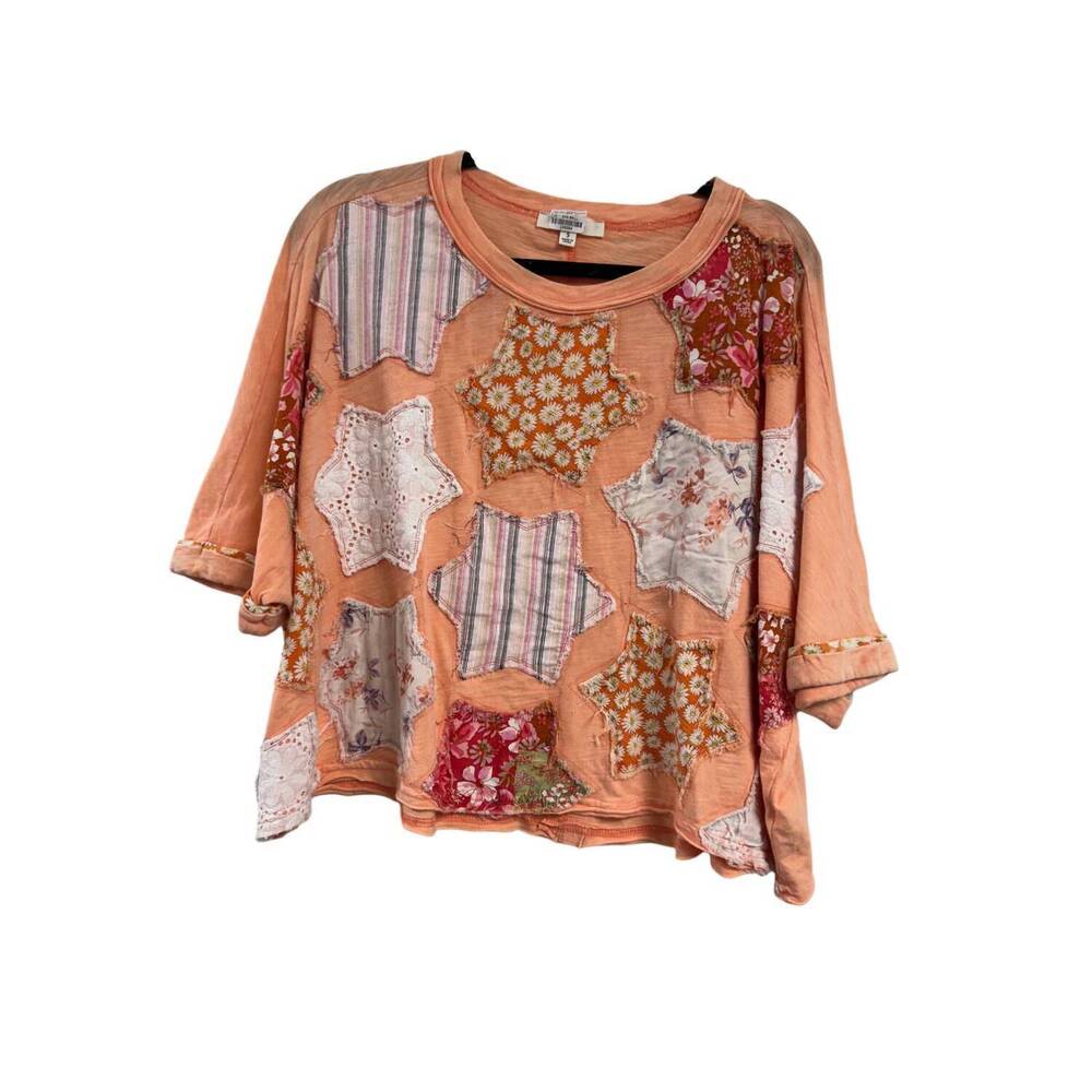 Oli & Hali Peach Patchwork Short Sleeve Tee